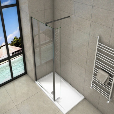 Perfect Sanitary 1100x2000mm Walk In Shower Black Rotational Panel Wet ...