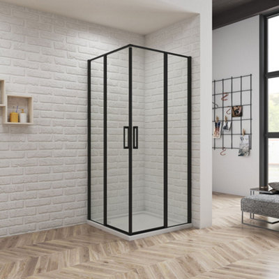 Perfect Sanitary 1200x900x1850mm Matt Black Corner Entry Shower ...