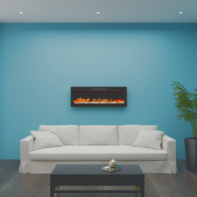 Perfect Sanitary 50 Inch LED Fireplace Insert Wall Mounted Electric ...