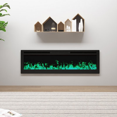 Perfect Sanitary 60 Inch LED Fireplace Insert Wall Mounted Electric ...