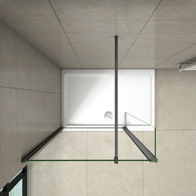 Perfect Sanitary 700x1950mm Walk In Shower Black Rotational Panel Wet ...