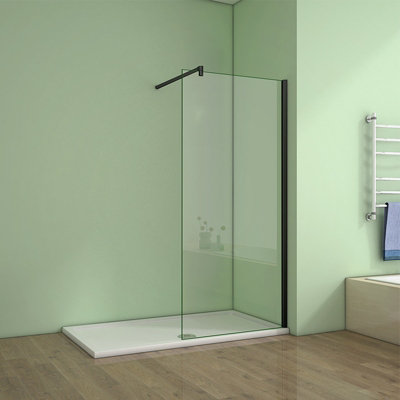 Perfect Sanitary 760x1850mm Black Walk In Wet room Shower Enclosure ...