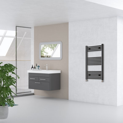 Perfect Sanitary Bathroom 1000x400mm Black Straight Radiator Tall ...