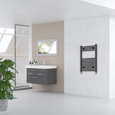 Perfect Sanitary Bathroom 800x400mm Black Straight Radiator Tall ...