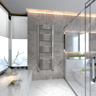 Perfect Sanitary Bathroom Radiator 1600x400mm Chrome Curved Style | DIY ...