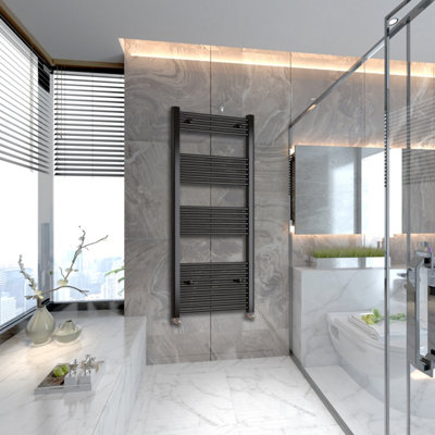 Perfect Sanitary Bathroom Radiator 1600x500mm Black Straight Style