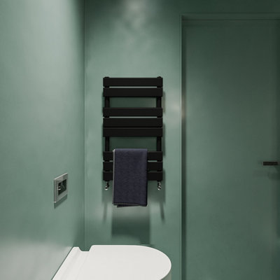 Perfect Sanitary Bathroom Radiator 800x450mm Black Towel Rail Style at B&Q