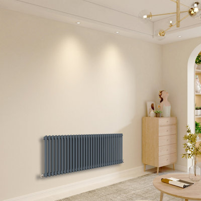 Perfect Sanitary Horizontal Radiator 600x1460mm Anthracite Double Cast ...