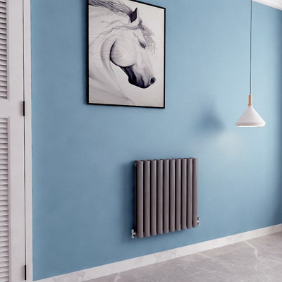 Perfect Sanitary Horizontal Radiator 600x590mm Double Anthracite Oval ...