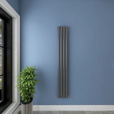 Perfect Sanitary Vertical Radiator 1600x236mm Single Anthracite Oval ...