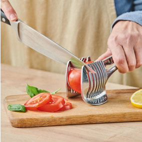 Perfect Slicer Tool - Aluminium Gripping Tong with Cutting Guide Aid for Slicing Fruit, Vegetables, Boiled Eggs, Meat Joints