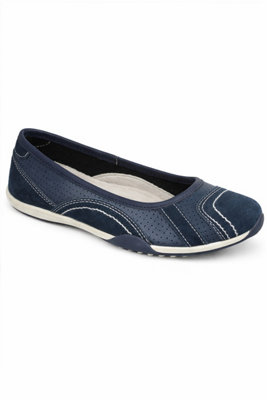 Perforated Action Leather Ballet Pump with Contrast Sole