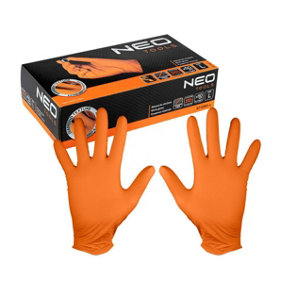 Perforated Nitrile Gloves Orange 50pc L NEO TOOLS