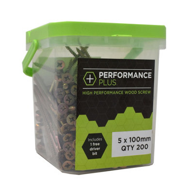 Performance Plus Multi-Purpose Wood Screw 5.0 x 100mm Tub of 200
