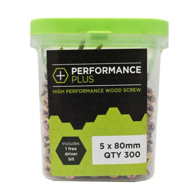 Performance Plus Multi-Purpose Wood Screw 5.0 x 80mm Tub of 300