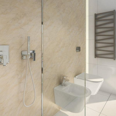 Pergammon Marble Shower Panel - 2.4m x 1m - Floors To Walls Price Comparisons | Compare The Build