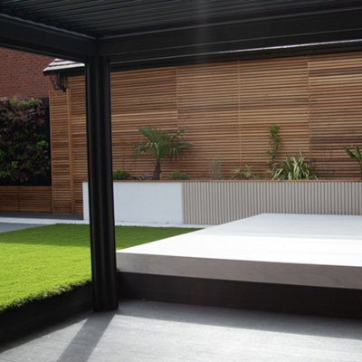 PergoSTET 3m x 3m Pergola with 3 Drop Sides and LED Lighting in Grey