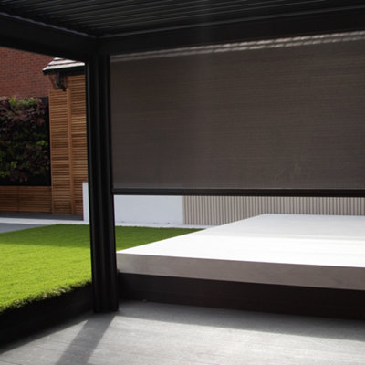PergoSTET 3m x 4m Pergola with 3 Drop Sides and LED Lighting in Grey