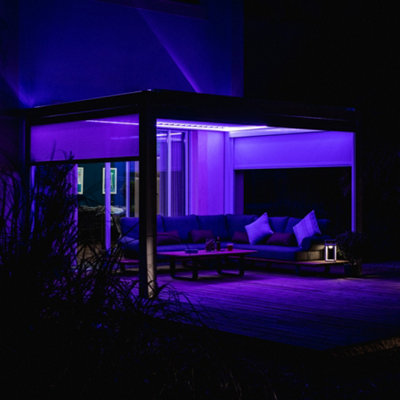 PergoSTET 3m x 4m Pergola with 3 Drop Sides and LED Lighting in White