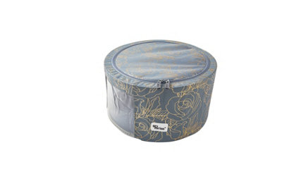Periea 'Abby' Round Home Storage Boxes with Zip Lids, Front Window & Folding Steel Frame - Metallic Floral - Small