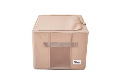 Periea Beau Folding Collapsible Stackable Fabric Home Storage Boxes with Steel Frames - Camel - Small