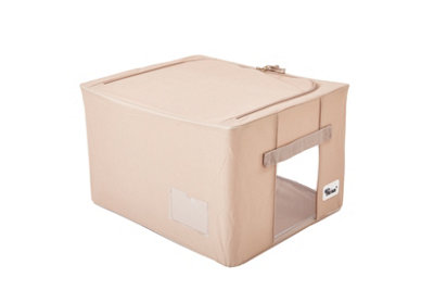 Periea Beau Folding Collapsible Stackable Fabric Home Storage Boxes with Steel Frames - Camel - Small
