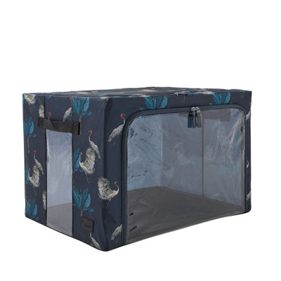 Periea Beau Folding Collapsible Stackable Fabric Home Storage Boxes with Steel Frames - Heron Print - Large