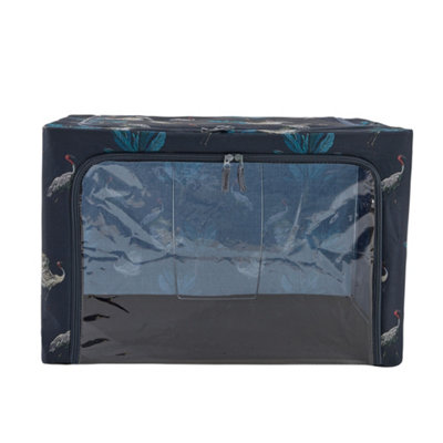 Periea Beau Folding Collapsible Stackable Fabric Home Storage Boxes with Steel Frames - Heron Print - Large