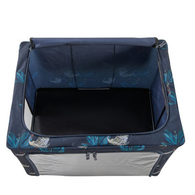 Periea Beau Folding Collapsible Stackable Fabric Home Storage Boxes with Steel Frames - Heron Print - Large