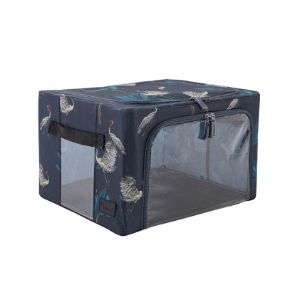 Periea Beau Folding Collapsible Stackable Fabric Home Storage Boxes with Steel Frames - Heron Print - Small