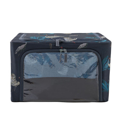 Periea Beau Folding Collapsible Stackable Fabric Home Storage Boxes with Steel Frames - Heron Print - Small