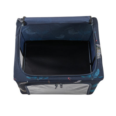 Periea Beau Folding Collapsible Stackable Fabric Home Storage Boxes with Steel Frames - Heron Print - Small