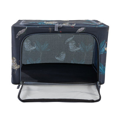 Periea Beau Folding Collapsible Stackable Fabric Home Storage Boxes with Steel Frames - Heron Print - Small