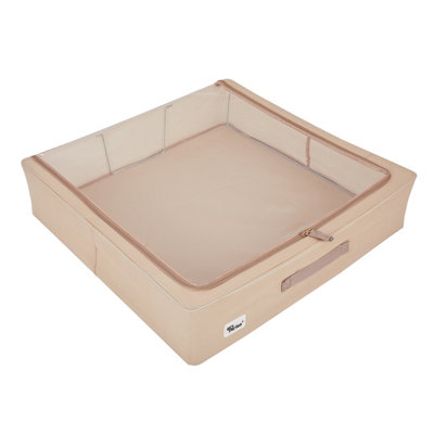 Periea Casey Underbed Storage Boxes with Lids - Foldable, Stackable, and Space-Saving Organiser - Camel - Large