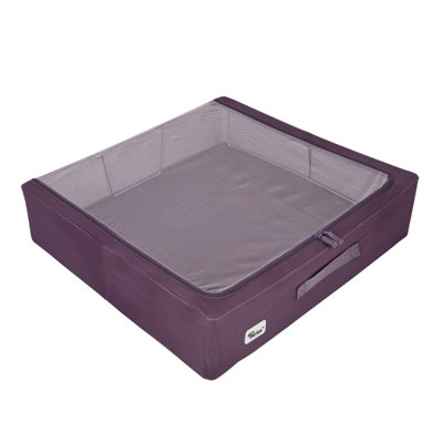 Periea Casey Underbed Storage Boxes with Lids - Foldable, Stackable, and Space-Saving Organiser - Eggplant - Large