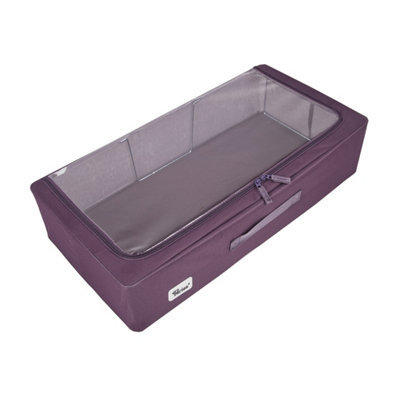 Periea Casey Underbed Storage Boxes with Lids - Foldable, Stackable, and Space-Saving Organiser  - Eggplant - Medium
