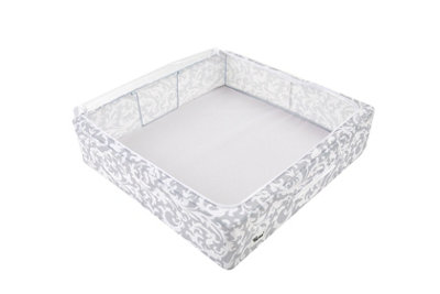 Periea Casey Underbed Storage Boxes with Lids - Foldable, Stackable, and Space-Saving Organiser - Grey Damask - Large