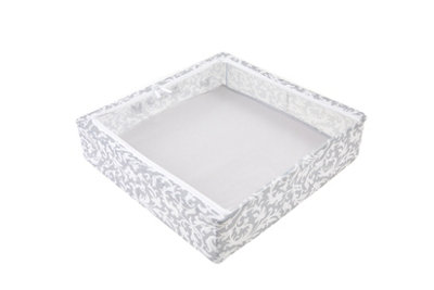 Periea Casey Underbed Storage Boxes with Lids - Foldable, Stackable, and Space-Saving Organiser - Grey Damask - Large