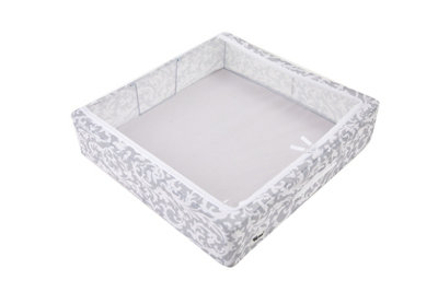 Periea Casey Underbed Storage Boxes with Lids - Foldable, Stackable, and Space-Saving Organiser - Grey Damask - Large