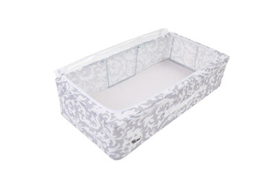 Periea Casey Underbed Storage Boxes with Lids - Foldable, Stackable, and Space-Saving Organiser - Grey Damask - Medium