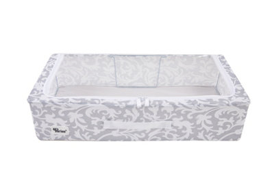Periea Casey Underbed Storage Boxes with Lids - Foldable, Stackable, and Space-Saving Organiser - Grey Damask - Medium