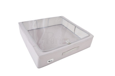 Periea Casey Underbed Storage Boxes with Lids - Foldable, Stackable, and Space-Saving Organiser - Grey - Large