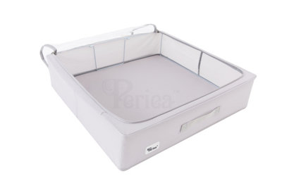 Periea Casey Underbed Storage Boxes with Lids - Foldable, Stackable, and Space-Saving Organiser - Grey - Large