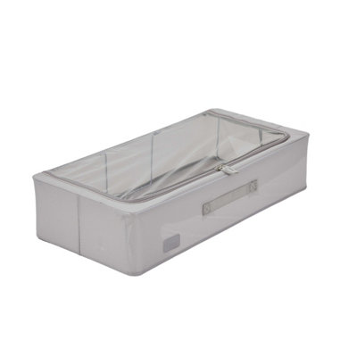 Periea Casey Underbed Storage Boxes with Lids - Foldable, Stackable, and Space-Saving Organiser - Grey - Medium