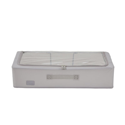 Periea Casey Underbed Storage Boxes with Lids - Foldable, Stackable, and Space-Saving Organiser - Grey - Medium