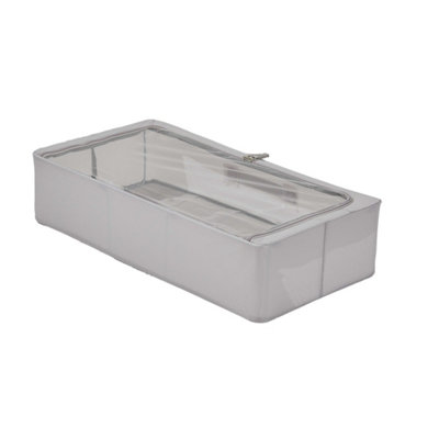 Periea Casey Underbed Storage Boxes with Lids - Foldable, Stackable, and Space-Saving Organiser - Grey - Medium