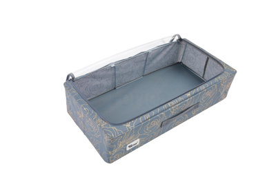 Periea Casey Underbed Storage Boxes with Lids - Foldable, Stackable, and Space-Saving Organiser - Metallic Floral - Medium
