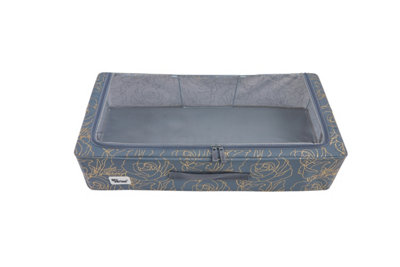 Periea Casey Underbed Storage Boxes with Lids - Foldable, Stackable, and Space-Saving Organiser - Metallic Floral - Medium