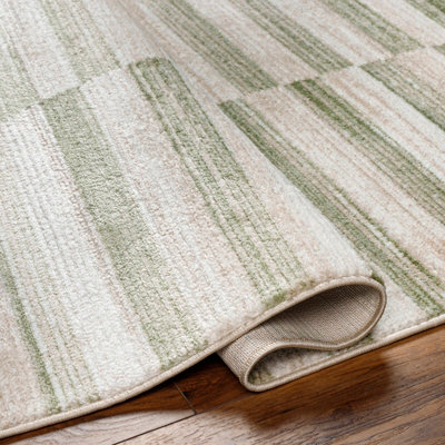 PERLA Scandi Modern Moss/Beige Area Rug 160 x 213 cm