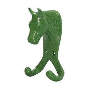 Perry Equestrian Horse Head Double Stable/Wall Hook Green (One Size)